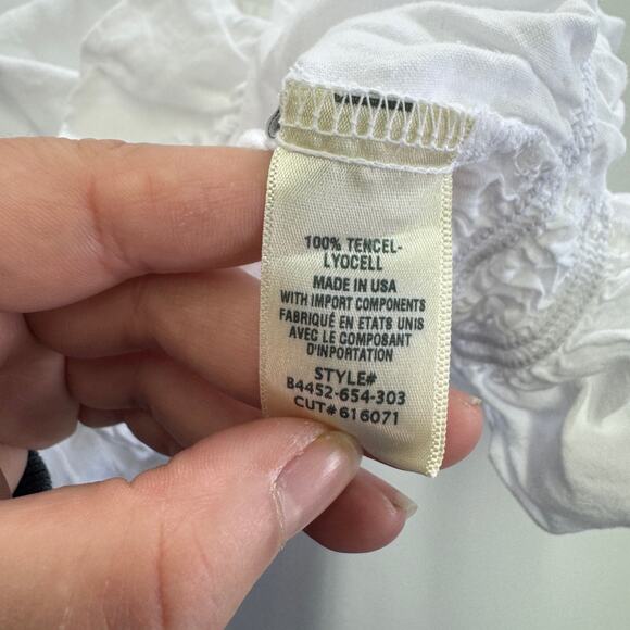 Bella Dahl Tank Top Womens Medium White Shirred Button Front‎ Blouse - Picture 6 of 8